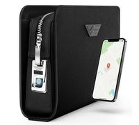 4FLY Smart Bag Classic - Echtleder Herren Handtasche mit Fingerabdruck-Schloss & Apple „Wo ist?“ - Diebstahlsichere Clutch, Tech-Organizer & Reise-Etui (Schwarz) - Tasche Herren