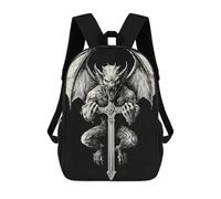 4Girls Demon with Cross Rucksack, 3D-gedruckter Schulrucksack Für Jungen, Lässiger Tagesrucksack, Leichter Rucksack Für Schüler Der Mittelstufe 17inch