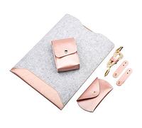 4in1 Mikrofaser PU Leder Laptop Tasche kompatibel mit MacBook Pro und Pro Retina 15,4 "inkl. Schutztasche für Maus und Netzteil (Rose Gold)