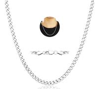 4mm Silber Halskette Panzerkette Herren Kette Kubanische Silberkette Schmuck Geschenke Cuban Chain Necklace für Männer Jungen ihn 45cm Geschenk zum Geburtstag Weihnachtsgeschenke für Sohn PAPA OPA