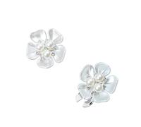 4Pcs Imitation Shell Perle Blütenblatt Blume Taste Abdeckung Hemd Hülse Elegante Manschettenknöpfe Zubehör for Frauen