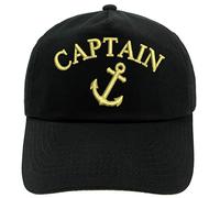 4sold Erwachsene und Kinder Kapitänsmütze Cap Captain Cabin Boy Crew Yachting Baseballmütze Inschrift Schriftzug Schwarz Gold Weiss Army Military Baseballmütze Security (1 Captain Anchor, Erwachsener)