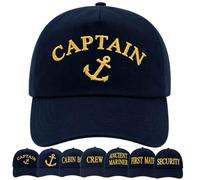 4sold Herren Kinder Kapitänsmütze Marine Army Military Baseballmütze Security Cap Captain Captain Cabin Boy Crew Yachting Inschrift Schriftzug Gold