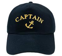 4sold Herren Kinder Kapitänsmütze Weiss Army Military Baseballmütze Security Cap Captain Ancient Mariner Captain Cabin Boy Crew Yachting Inschrift Schriftzug Gold (1 Captain Anchor, Erwachsene)