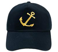 4sold Herren Kinder Kapitänsmütze Weiss Army Military Baseballmütze Security Cap Captain Ancient Mariner Captain Cabin Boy Crew First Mate Yachting Inschrift Schriftzug Gold (Anchor, Erwachsene)