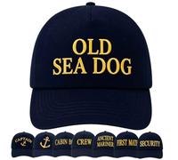 4sold Herren Kinder Kapitänsmütze Weiss Army Military Baseballmütze Security Cap Captain Ancient Mariner Captain Cabin Boy Crew Yachting Inschrift Schriftzug Gold (Old Sea Dog, Erwachsene)