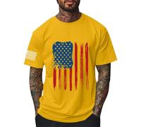 4th of July Independence Day T-Shirt Herren Kurzarm Baumwolle Rundhals Drucken Tops Shirt Männer Sportshirts Atmungsaktiv Vintage Printshirt US Stars and Stripes