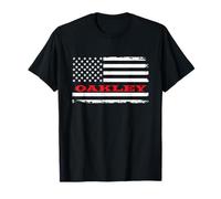 4th of July Oakley Home State Gift Damen Unisex-Erwachsene Schwarz Small U-Ausschnitt Kurzarm Klassische Passform Retro Patriotic-Flag-T-Shirt