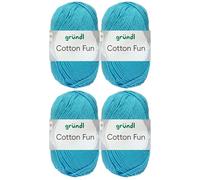 4x50 Gramm Gründl Cotton Fun Häkelgarn aus 100% Baumwolle inkl. Anleitung für Einkaufsnetz (09 Himmelblau)