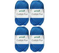 4x50 Gramm Gründl Cotton Fun Häkelgarn aus 100% Baumwolle inkl. Anleitung für Einkaufsnetz (10 Royalblau)