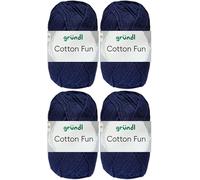 4x50 Gramm Gründl Cotton Fun Häkelgarn aus 100% Baumwolle inkl. Anleitung für Einkaufsnetz (11 Marine)