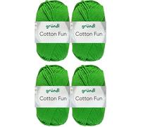 4x50 Gramm Gründl Cotton Fun Häkelgarn aus 100% Baumwolle inkl. Anleitung für Einkaufsnetz (12 Froschgrün)