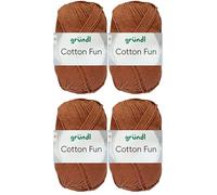 4x50 Gramm Gründl Cotton Fun Häkelgarn aus 100% Baumwolle inkl. Anleitung für Einkaufsnetz (14 Nougat)