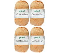 4x50 Gramm Gründl Cotton Fun Häkelgarn aus 100% Baumwolle inkl. Anleitung für Einkaufsnetz (17 Apricot)