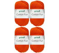 4x50 Gramm Gründl Cotton Fun Häkelgarn aus 100% Baumwolle inkl. Anleitung für Einkaufsnetz (18 Orange)