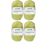4x50 Gramm Gründl Cotton Fun Häkelgarn aus 100% Baumwolle inkl. Anleitung für Einkaufsnetz (23 Hellgrün)