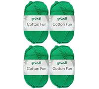 4x50 Gramm Gründl Cotton Fun Häkelgarn aus 100% Baumwolle inkl. Anleitung für Einkaufsnetz (26 Grasgrün)