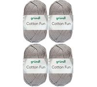 4x50 Gramm Gründl Cotton Fun Häkelgarn aus 100% Baumwolle inkl. Anleitung für Einkaufsnetz (27 Hellgrau)