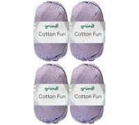 4x50 Gramm Gründl Cotton Fun Häkelgarn aus 100% Baumwolle inkl. Anleitung für Einkaufsnetz (29 Flieder)