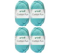 4x50 Gramm Gründl Cotton Fun Häkelgarn aus 100% Baumwolle inkl. Anleitung für Einkaufsnetz (30 Eisblau)