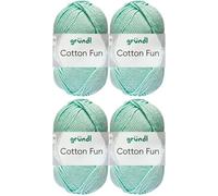 4x50 Gramm Gründl Cotton Fun Häkelgarn aus 100% Baumwolle inkl. Anleitung für Einkaufsnetz (34 Mint)