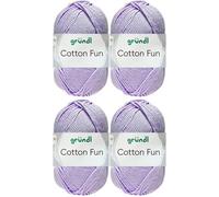 4x50 Gramm Gründl Cotton Fun Häkelgarn aus 100% Baumwolle inkl. Anleitung für Einkaufsnetz (35 Violett)
