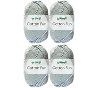 4x50 Gramm Gründl Cotton Fun Häkelgarn aus 100% Baumwolle inkl. Anleitung für Einkaufsnetz (36 Babyblau)