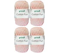 4x50 Gramm Gründl Cotton Fun Häkelgarn aus 100% Baumwolle inkl. Anleitung für Einkaufsnetz (37 Orchidee)