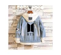(4XL (EU 3XL), A-Schwarz) BTS Damen Sweatshirt lose Jeansjacke Hoodie Kapuzenpullover Sweatjacke Mantel