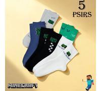 5/1 Paar Minecraft Herren Knöchelsocken - Sandbox-Spiel-Themen warme Socken mit Dorfbewohner, Creeper & TNT Mustern, ideal als Partygeschenke und Haus
