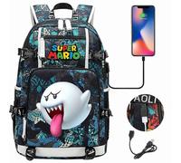 (5)"18" Super Mario 3D-Druck USB Jugend-Studentenrucksack - Reisetasche mit großer Kapazität für Männer
