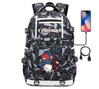 (5) 18 Zoll Super Hero Spider Man USB-Laptop-Rucksack - Jugend-Studentenrucksack für Männer und Frauen
