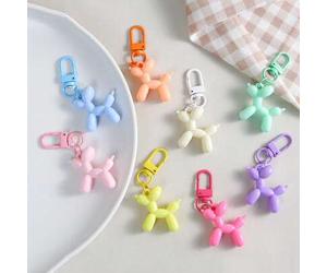 5/3/2/1 Stück Bunte Mini Ballon Hund Schlüsselanhänger, Edelstahl & Plastik, Cartoon Tier Thema, Karabinerverschluss, Universal für Männer & Frauen, s