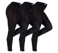 (5-6 Jahre, Schwarz) THMO - 3 Paar Mädchen Thermo Leggings | THMO | Kinder Winter Dicke Plüsch Strümpfhose