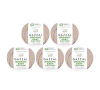 5 Ball (Pack) Gazzal Organic Baby Cotton Yarn, Total 8.8 Oz. 100% Organic Cotton, Each 1.76 Oz (50g) / 125 Yrds (115 m), 3 Light DK, Beige - 416