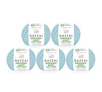 5 Ball (Pack) Gazzal Organic Baby Cotton Yarn, Total 8.8 Oz. 100% Organic Cotton, Each 1.76 Oz (50g) / 125 Yrds (115 m), 3 Light DK, Blue - 423