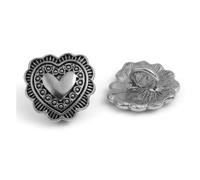 5 edle Ösenknöpfe antiksilber Herz 20mm x 20mm (2,0cm x 2,0cm) Metallknöpfe mit Muster Herz zum annähen aufnähen Trachten Jackenknöpfe Mantelknöpfe Bastelknöpfe scrapbooking DIY