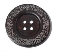 5 große edle Holzknöpfe 60mm dunkelbraun rund mit Muster kaffeebraun Jackenknöpfe Knöpfe zum annähen aufnähen Vierlochknöpfe 4-Löcher