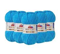 5 Knäuel (Packung) Himalaya Dolphin Baby Chenille-Garn, 100% Polyester, jeder Knäuel 100 g (3,5 oz), 120 m (131 yd), 6: Super Bulky, Blau - 80326