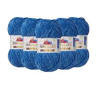 5 Knäuel (Packung) Himalaya Dolphin Baby Chenille Garn, 100% Polyester, jeder Knäuel 100 g (3,5 oz), 120 m (131 yd), 6: Super Bulky, Blau - 80341