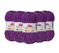 5 Knäuel (Packung) Himalaya Dolphin Baby Chenille-Strickgarn, 100% Polyester, jeder Knäuel 100 g (3,5 oz), 120 m (131 yd), 6: Super Bulky, Lila - 80340