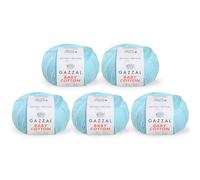 5 Knäuel (Packung) insgesamt 250 g Gazzal Baby Cotton je 50 g / 165 m weiches, feines Babygarn, 60 % Baumwolle, blau - 3451