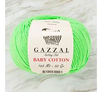 5 Madejas de algodón Gazzal Baby Cotton cada una de 50 g/150 gardas 165 m, suave y fino, 60% algodón, Verde Claro - 3427