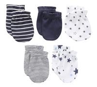 5 Paar Baby ohne Kratzhäfen 5 Muster loser Baumwollbaby Fäustlinge 0-6 Monate Weich bequem waschbarer Neugeborenen Handschuhe für Jungen Mädchen.