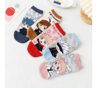 5 Paar Cartoon Anime Socken, mit den Charakteren Gojo, Yuji, Nobara, Megumi, Sukuna, unisex Sport- und Freizeitsocken, geeignet für alle Jahreszeiten,