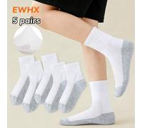 5 Paar Frühlings-/Sommer-Grau & Weiß dünne Lässig Kinder Sport Socken, vielseitig atmungsaktive Mesh Knöchelsocken, elastischer Crew-Ausschnitt, geeig