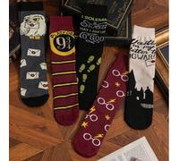 5 Paar Harry Potter Schul-Themen atmungsaktive Crew Socken für Herren & Damen, Retro Knöchelsocken geeignet als Geschenk, Schul-Stil, Weihnachten, Stu