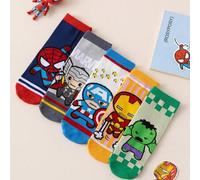 5 Paar Kindersocken, Superhelden Spinne-Man & Avengers Thema Knöchelsocken für Mädchen, Cartoon-Stil, Herbst/Winter