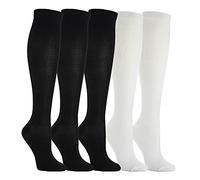 5 Paar Kompressionsstrümpfe Kniestrümpfe Stützstrümpfe Laufsocken für Damen & Herren, Sport, Laufen, Flug, Reisen, Schwangerschaft, Medizinische Kompressionssocken (3x Schwarz + 2x Weiß, m)