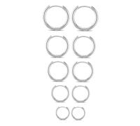 5 Paar Ohrringe Creolen Klein Silber - Ringe Edelstahl für Damen und Männer - 8/10/12/14/16 MM Rund